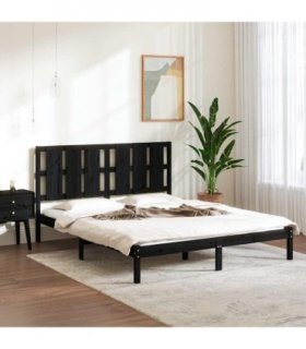 vidaXL Bed Frame without Mattress Black 150x200 cm Solid Wood