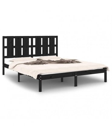 vidaXL Bed Frame without Mattress Black 150x200 cm Solid Wood