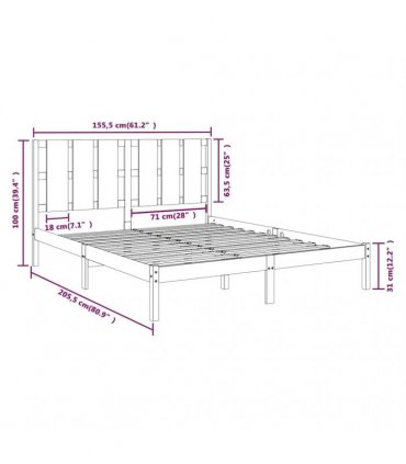 vidaXL Bed Frame without Mattress Black 150x200 cm Solid Wood