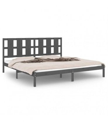 vidaXL Bed Frame without Mattress Grey 200x200 cm Solid Wood Pine