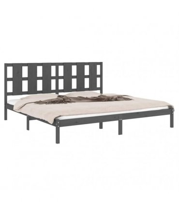 vidaXL Bed Frame without Mattress Grey 200x200 cm Solid Wood Pine