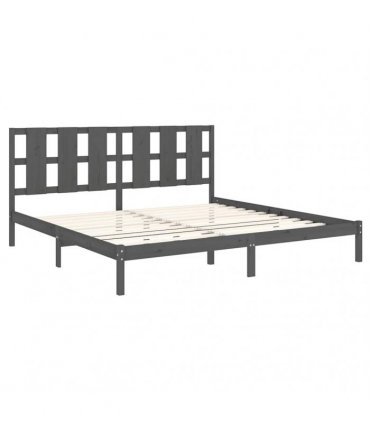 vidaXL Bed Frame without Mattress Grey 200x200 cm Solid Wood Pine