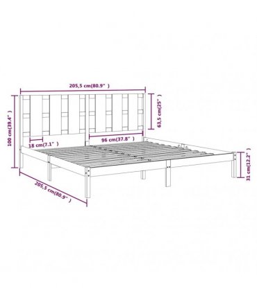 vidaXL Bed Frame without Mattress Grey 200x200 cm Solid Wood Pine