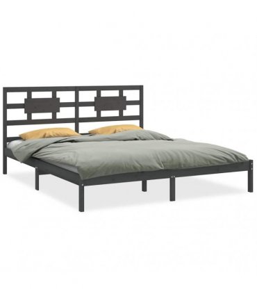 vidaXL Bed Frame without Mattress Grey 200x200 cm Solid Wood