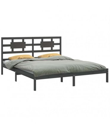 vidaXL Bed Frame without Mattress Grey 200x200 cm Solid Wood