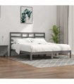 vidaXL Bed Frame without Mattress Grey Solid Wood 200x200 cm