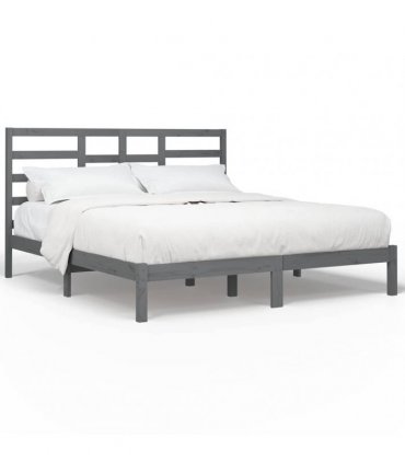 vidaXL Bed Frame without Mattress Grey Solid Wood 200x200 cm