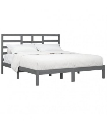 vidaXL Bed Frame without Mattress Grey Solid Wood 200x200 cm