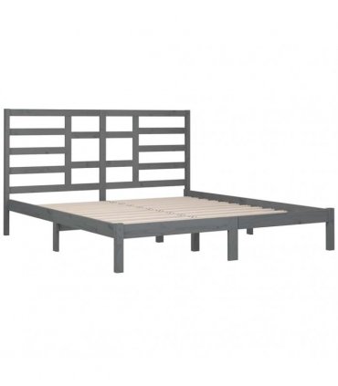 vidaXL Bed Frame without Mattress Grey Solid Wood 200x200 cm