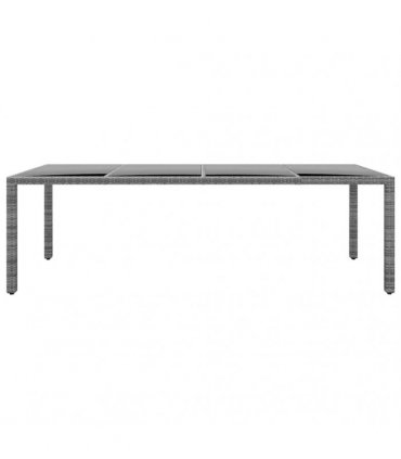 vidaXL Garden Table 250x100x75 cm Tempered Glass and Poly Rattan Grey