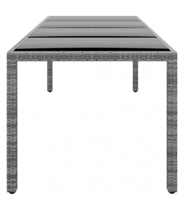 vidaXL Garden Table 250x100x75 cm Tempered Glass and Poly Rattan Grey