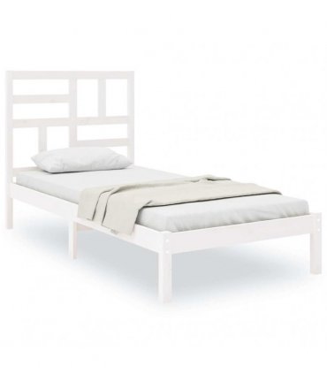 vidaXL Bed Frame without Mattress White Solid Wood 90x200 cm