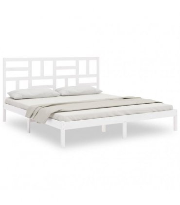 vidaXL Bed Frame without Mattress White Solid Wood 200x200 cm