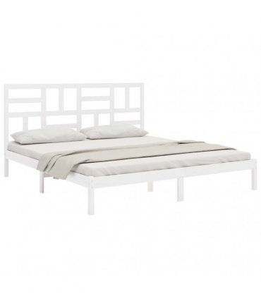 vidaXL Bed Frame without Mattress White Solid Wood 200x200 cm