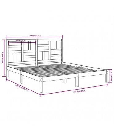 vidaXL Bed Frame without Mattress White Solid Wood 200x200 cm