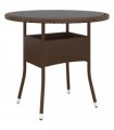 vidaXL Garden Table Ø80x75 cm Tempered Glass and Poly Rattan Brown