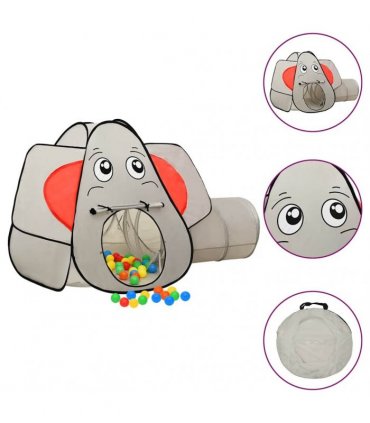 vidaXL Elephant Children Play Tent with 250 Balls Grey 174x86x101 cm