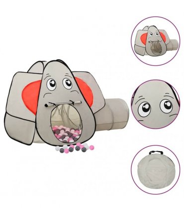 vidaXL Elephant Children Play Tent with 250 Balls Grey 174x86x101 cm