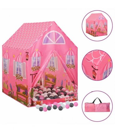 vidaXL Children Play Tent with 250 Balls Pink 69x94x104 cm
