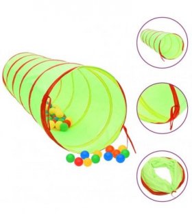 vidaXL Children Play Tunnel with 250 Balls Green 175 cm Polyester