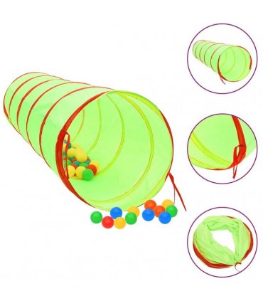 vidaXL Children Play Tunnel with 250 Balls Green 175 cm Polyester
