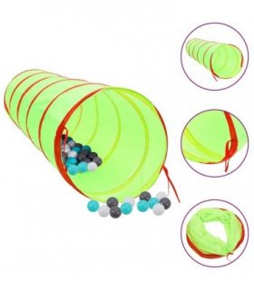vidaXL Children Play Tunnel with 250 Balls Green 175 cm Polyester
