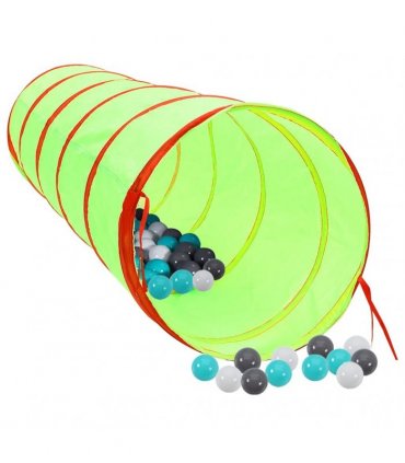 vidaXL Children Play Tunnel with 250 Balls Green 175 cm Polyester