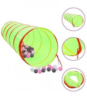 vidaXL Children Play Tunnel with 250 Balls Green 175 cm Polyester