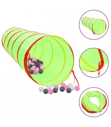 vidaXL Children Play Tunnel with 250 Balls Green 175 cm Polyester