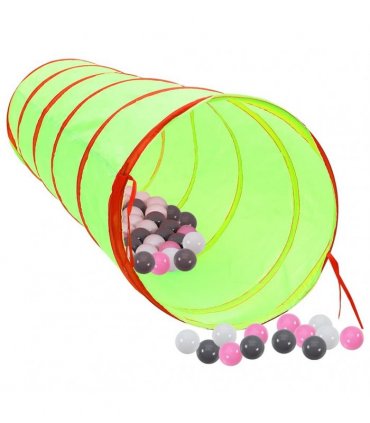 vidaXL Children Play Tunnel with 250 Balls Green 175 cm Polyester