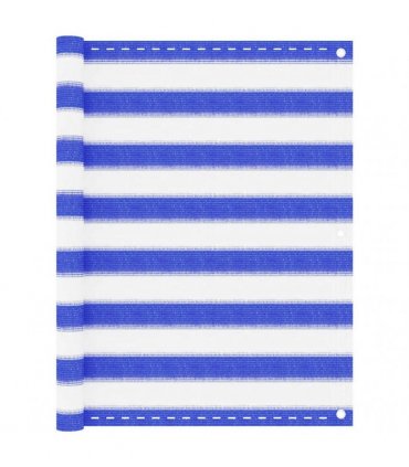 vidaXL Balcony Screen Blue and White 90x400 cm HDPE