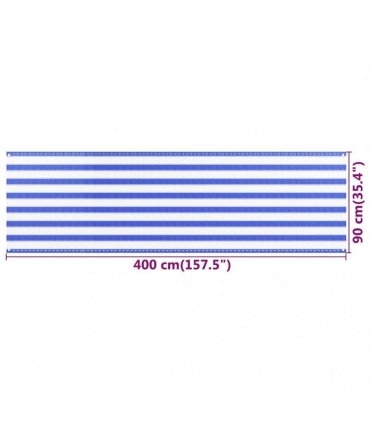 vidaXL Balcony Screen Blue and White 90x400 cm HDPE
