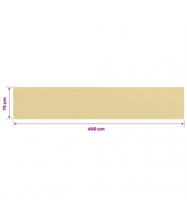 vidaXL Balcony Screen Beige 75x400 cm HDPE
