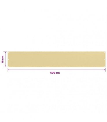 vidaXL Balcony Screen Beige 75x500 cm HDPE