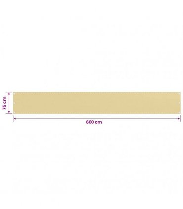 vidaXL Balcony Screen Beige 75x600 cm HDPE
