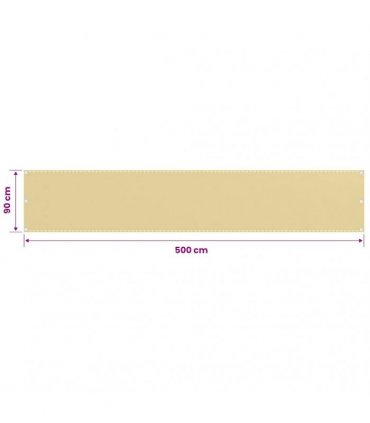 vidaXL Balcony Screen Beige 90x500 cm HDPE