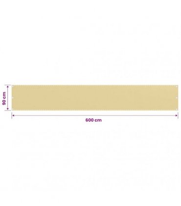 vidaXL Balcony Screen Beige 90x600 cm HDPE
