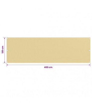 vidaXL Balcony Screen Beige 120x400 cm HDPE