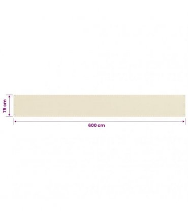 vidaXL Balcony Screen Cream 75x600 cm HDPE
