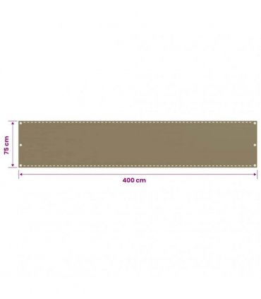 vidaXL Balcony Screen Taupe 75x400 cm HDPE