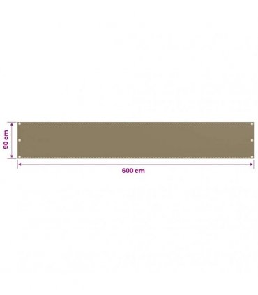 vidaXL Balcony Screen Taupe 90x600 cm HDPE