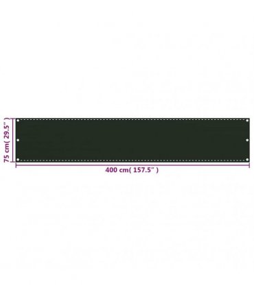 vidaXL Balcony Screen Dark Green 75x400 cm HDPE
