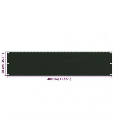 vidaXL Balcony Screen Dark Green 90x400 cm HDPE