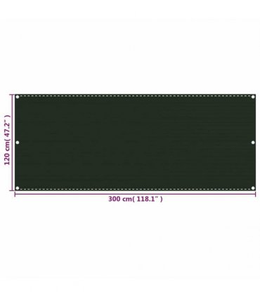 vidaXL Balcony Screen Dark Green 120x300 cm HDPE