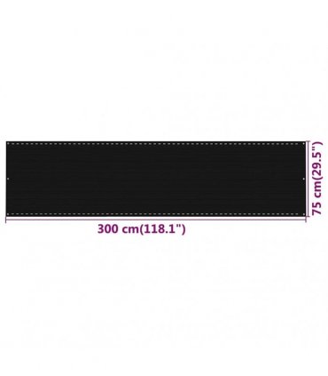 vidaXL Balcony Screen Black 75x300 cm HDPE