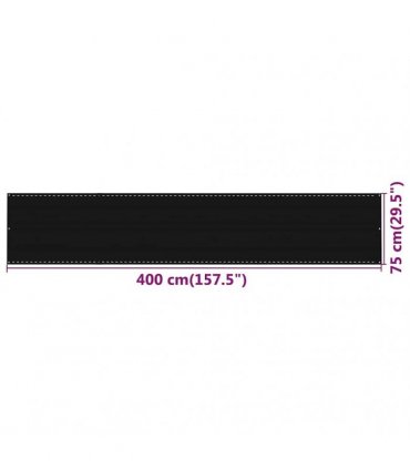 vidaXL Balcony Screen Black 75x400 cm HDPE