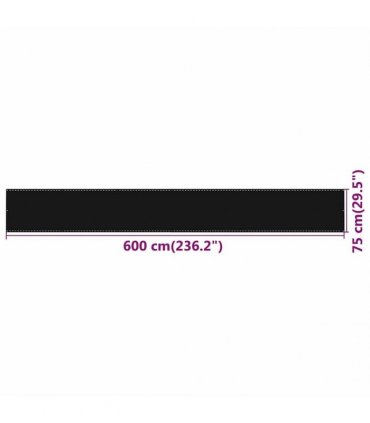 vidaXL Balcony Screen Black 75x600 cm HDPE