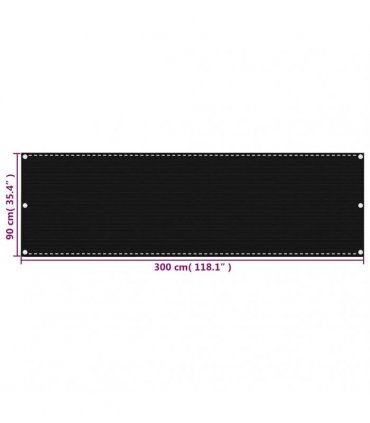 vidaXL Balcony Screen Black 90x300 cm HDPE