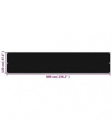 vidaXL Balcony Screen Black 120x600 cm HDPE