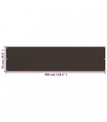 vidaXL Balcony Screen Brown 75x300 cm HDPE
